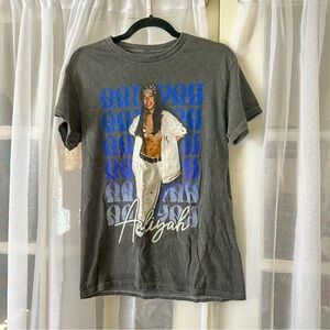 Aaliyah Y2K Gray Graphic Band T-Shirt Throwback Millennium Tee